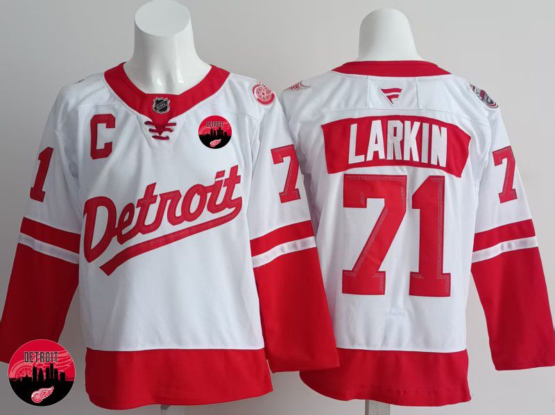 Men Detroit Red Wings #71 Larkin White 2025 Fanatics Home Premium NHL Jersey style 5